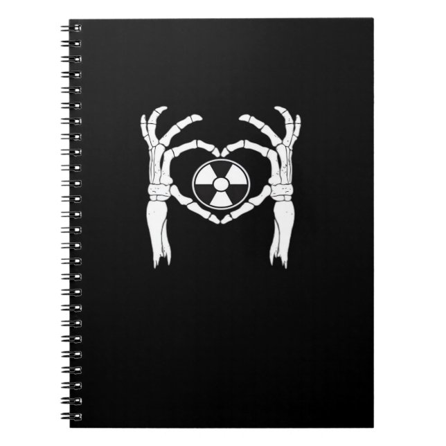 Radiology X-Ray Tech Heart Shaped Skeleton Hands D Notebook (Front)