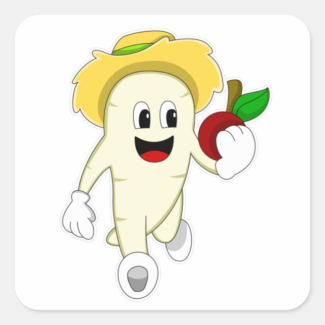 Radish as Farmer with Fruit Square Sticker (Front)