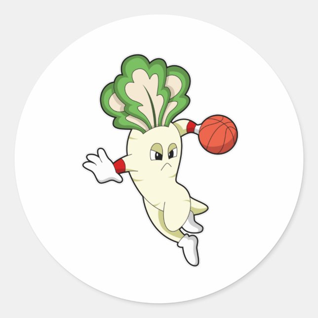 Radish at Basketball Sports Classic Round Sticker (Front)