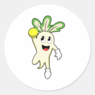 Radish at Handball player with Handball Classic Round Sticker