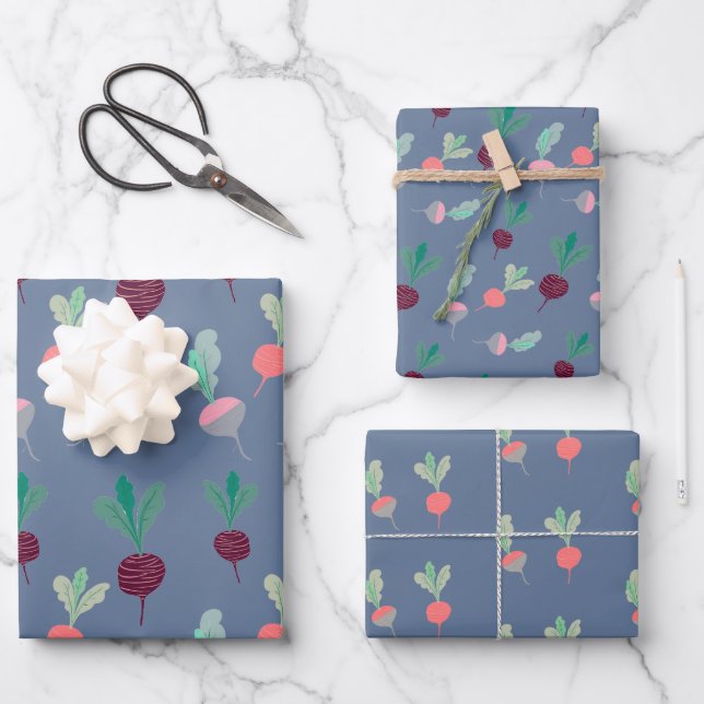 Radish, Beet Wrapping Paper Set of 3 (Front)