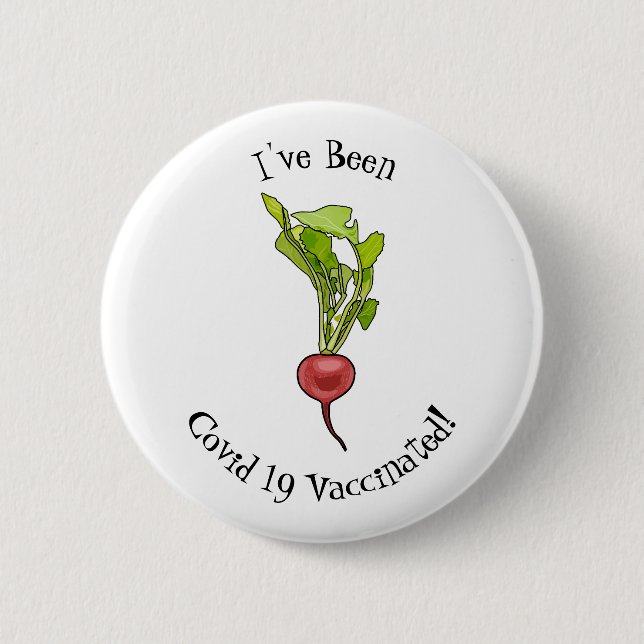Radish cartoon illustration 6 cm round badge (Front)
