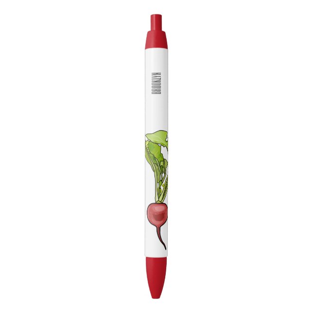 Radish cartoon illustration  black ink pen (Front Vertical)