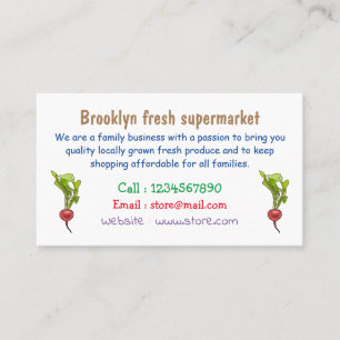 Radish cartoon illustration business card