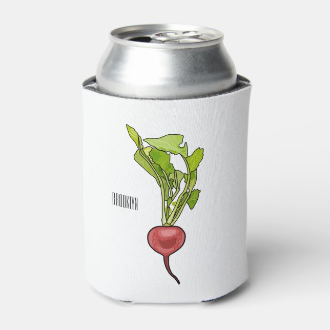 Radish cartoon illustration  can cooler (Can Front)
