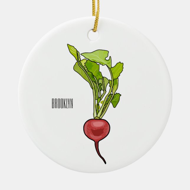 Radish cartoon illustration  ceramic tree decoration (Front)