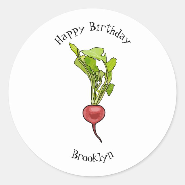 Radish cartoon illustration classic round sticker (Front)