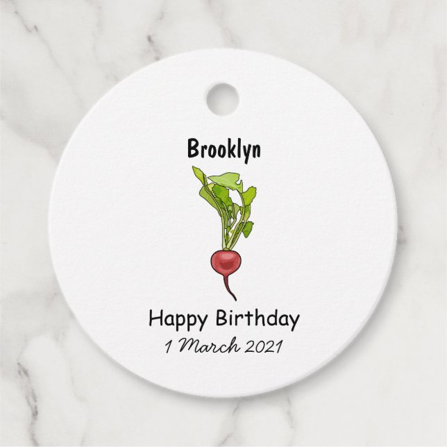 Radish cartoon illustration favour tags (Front)