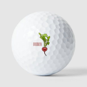 Radish cartoon illustration  golf balls