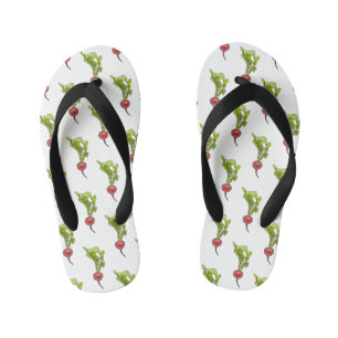 Radish cartoon illustration  kid's flip flops