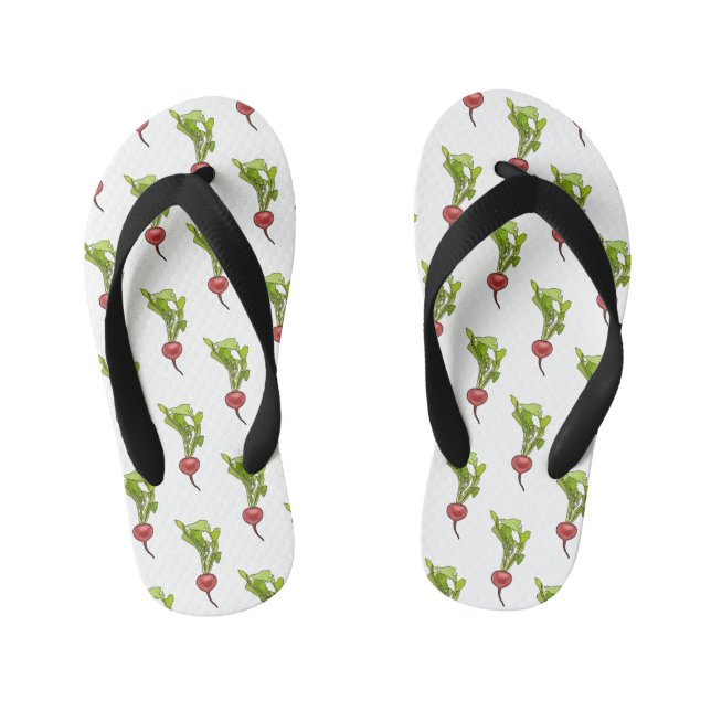 Radish cartoon illustration  kid's flip flops (Footbed)