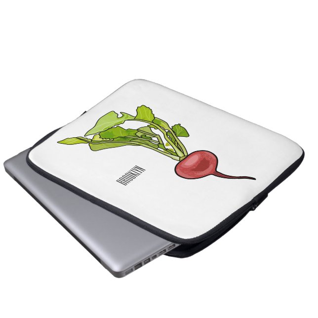 Radish cartoon illustration  laptop sleeve (Front Bottom)