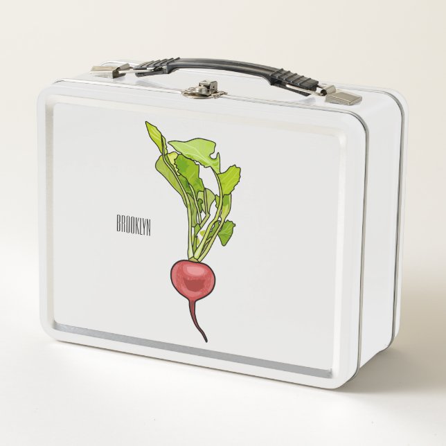 Radish cartoon illustration  metal lunch box (Front)