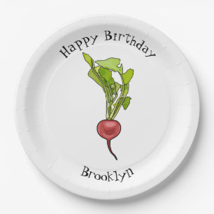 Radish cartoon illustration paper plate