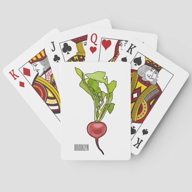 Radish cartoon illustration  playing cards (Back)