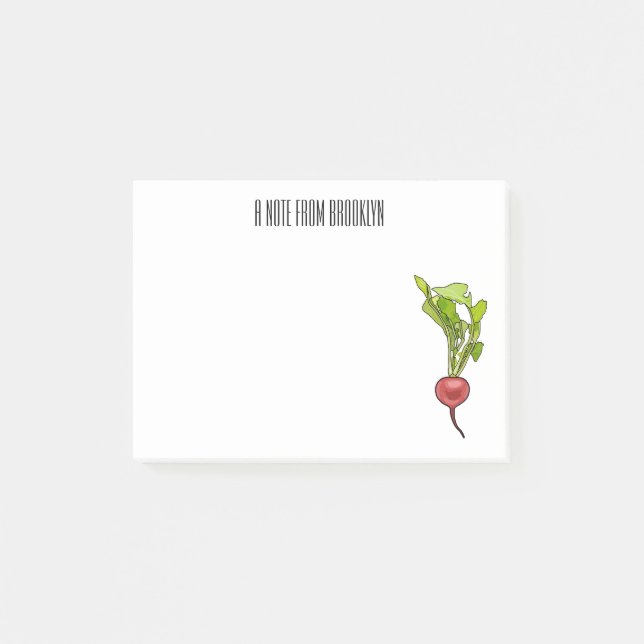 Radish cartoon illustration  post-it notes (Front)