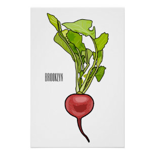 Radish cartoon illustration  poster