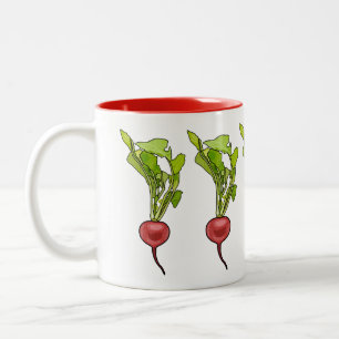 Radish cartoon illustration Two-Tone coffee mug