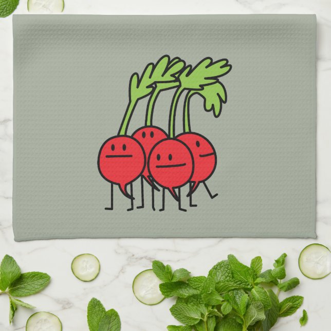 Radish Happy Bunch - Radishes being happy! Tea Towel (Folded)