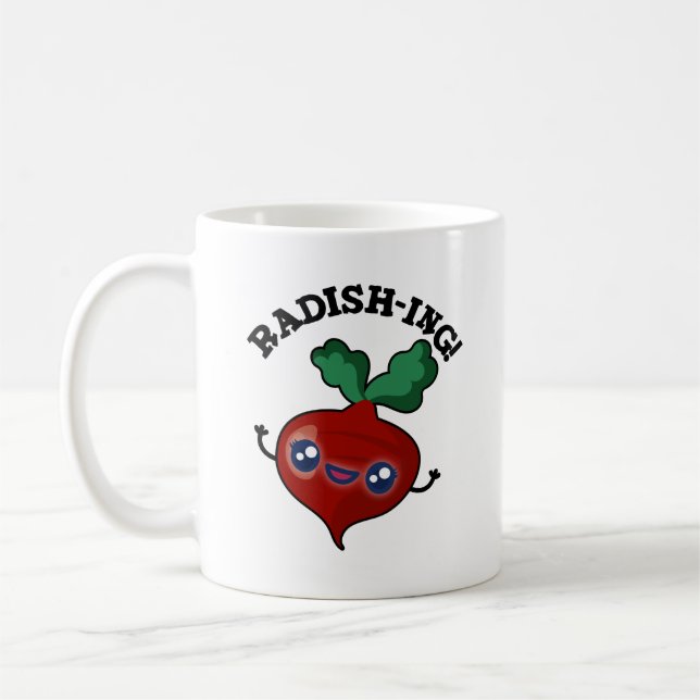 Radish-ing Funny Veggie Radish Pun  Coffee Mug (Left)