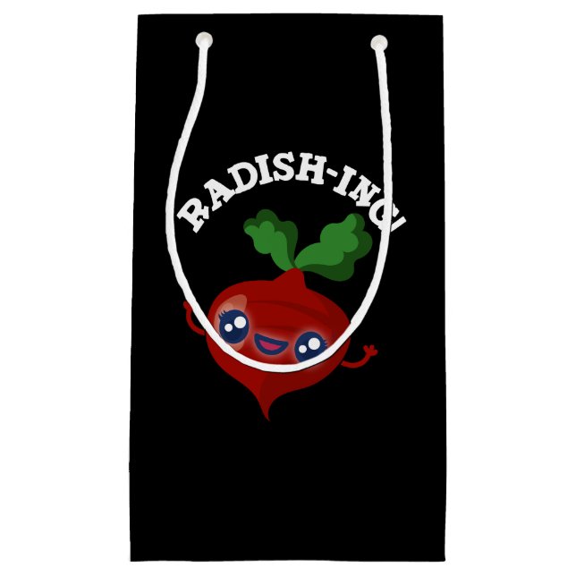 Radish-ing Funny Veggie Radish Pun Dark BG Small Gift Bag (Front)