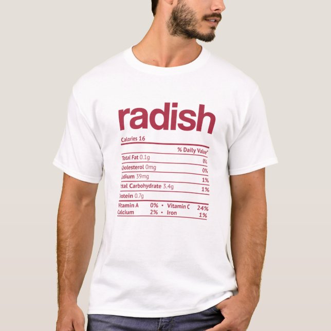 Radish Nutrition Fact Funny Thanksgiving Christmas T-Shirt (Front)