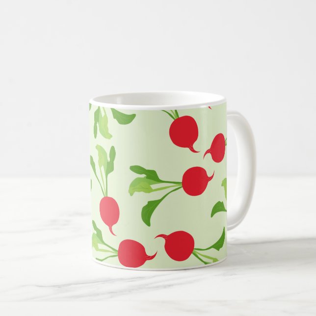 Radish Red Green Pattern Coffee Mug (Front Right)