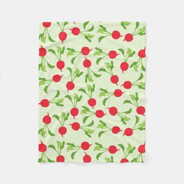 Radish Red Green Pattern Fleece Blanket (Front)