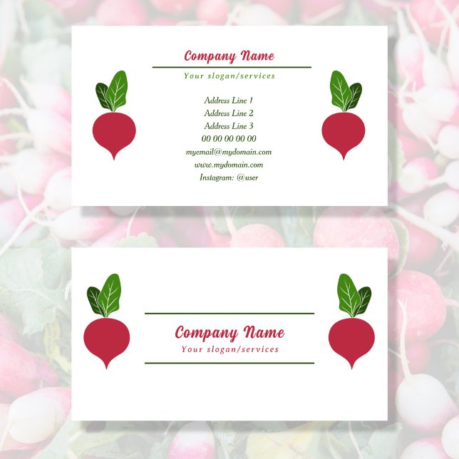 Radish Vegetable Business Card (Radish Business Card)