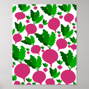 radish vegetable pattern  poster