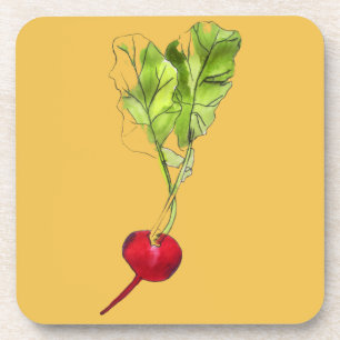 Radish vegetable watercolour illustration art coaster