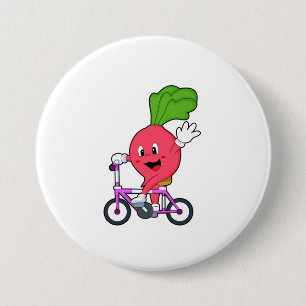 Radish with Bicycle 7.5 Cm Round Badge