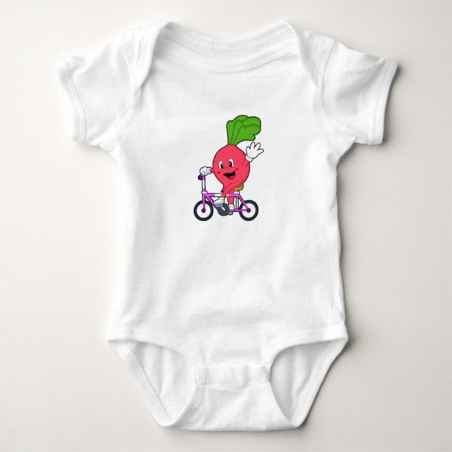 Radish with Bicycle Baby Bodysuit (Front)