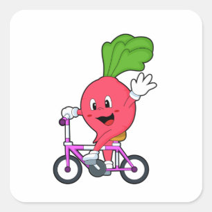 Radish with Bicycle Square Sticker
