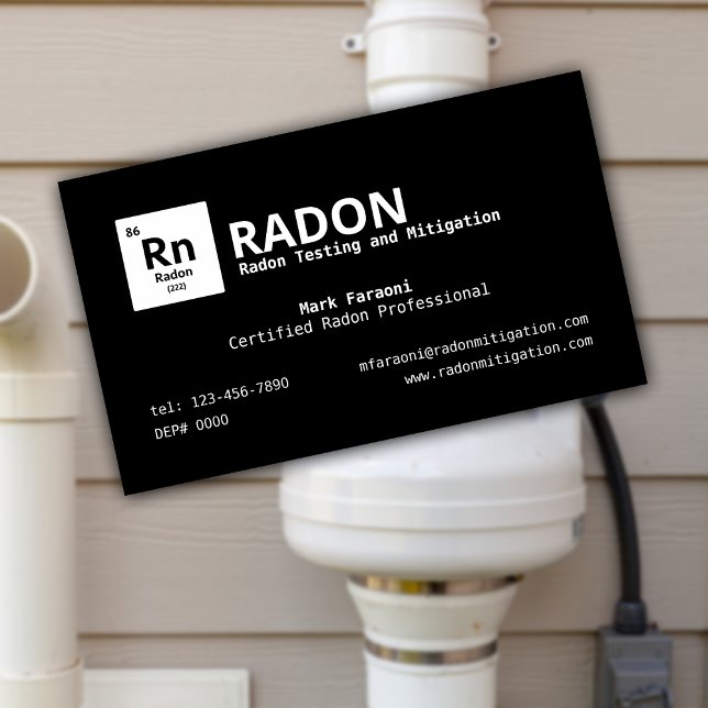 Radon Testing and Mitigation Company Business Card (Creator Uploaded)