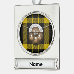 Raeburn Tartan And Sporran Silver Plated Banner Ornament