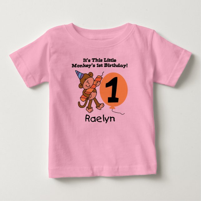 Raelyn Little Monkey First Birthday T-shirt (Front)