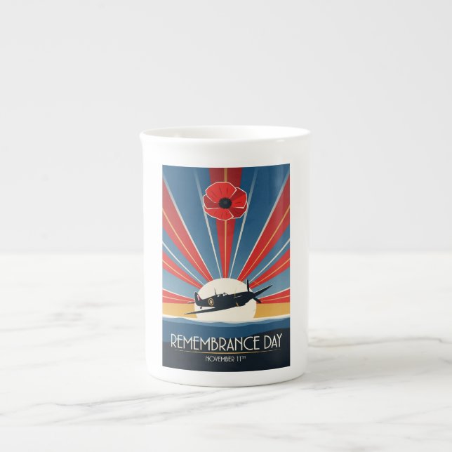 RAF Art Deco Remembrance Day Edition Bone China Mug (Front)