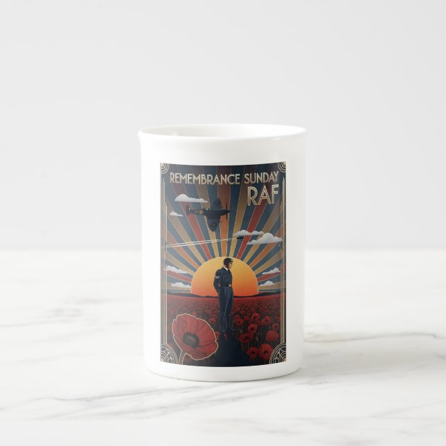 RAF Art Deco Remembrance Day Edition Bone China Mug (Front)