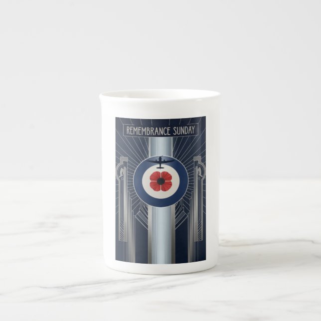 RAF Art Deco Remembrance Day Edition Bone China Mug (Front)