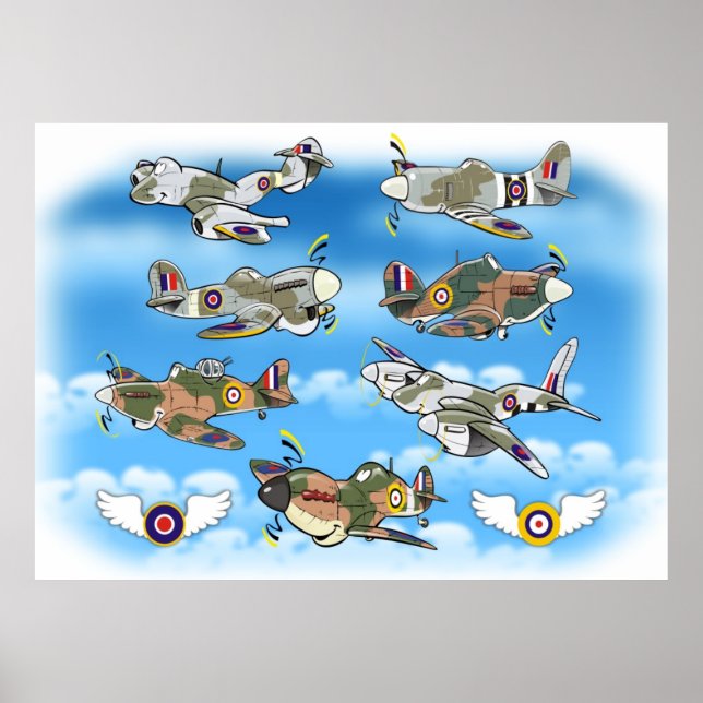 raf  famous ww2 fighters poster (Front)
