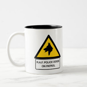 RAF Police Dogs On Patrol (2), Traffic Sign, UK Two-Tone Coffee Mug