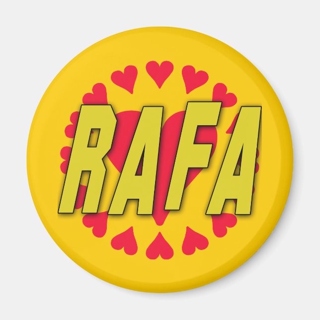 RAFA with Hearts on Tshirts and More Magnet (Front)