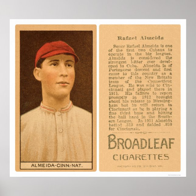 Rafael Almeida Reds Baseball 1912 Poster (Front)