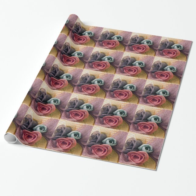 Raffia Roses Wrapping Paper (Unrolled)