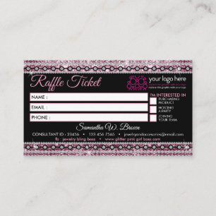 Raffle-Ticket Glitz Pink Jewellery Store Business Card