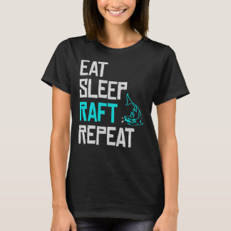 Raft Game Eat Sleep Raft Repeat Funny Shark Attack T-Shirt
