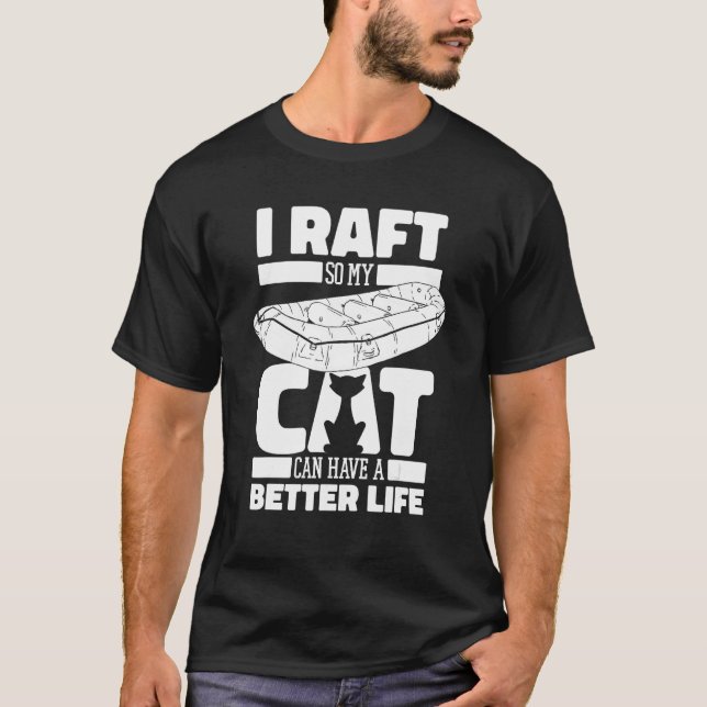 Rafting Cat White Water Boating  Rafter T-Shirt (Front)
