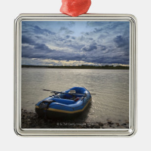 Rafting on Talkeetna River, Alaska Metal Tree Decoration