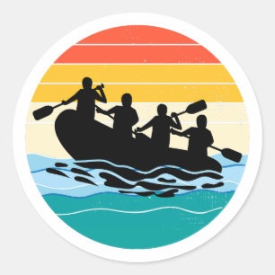 Rafting Team Raft White Water Rafter Paddle Retro Classic Round Sticker